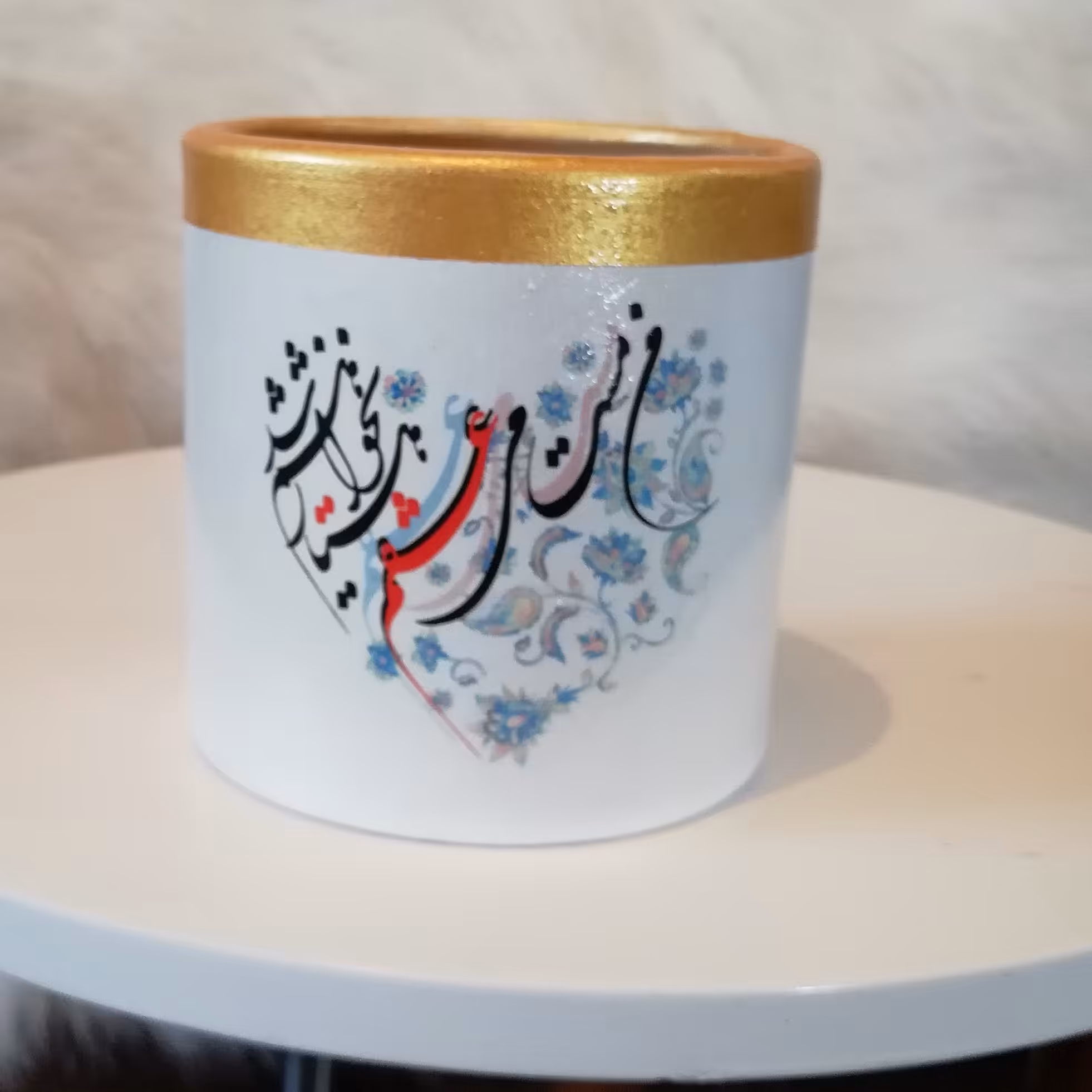 گلدان سفالی طرح  خطاطی(سایز کوچک)