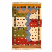 گلیم گبه دستبافت یک و نیم متری طرح قشقایی کد 9802166