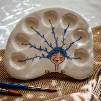 پالت  آبرنگ سرامیکی طرح دخترک مو آبی