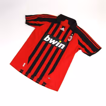 پیراهن آستین کوتاه نوستالژی آث میلان فصل 2007 رنگ قرمز مشکی - کیت اول