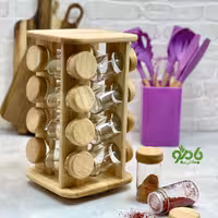 جا ادویه گردان مربع چوبی در 3سایز