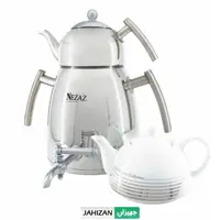 کتری قوری استیل براق نزاز کف چدن مدل 4022b (2 قوری)