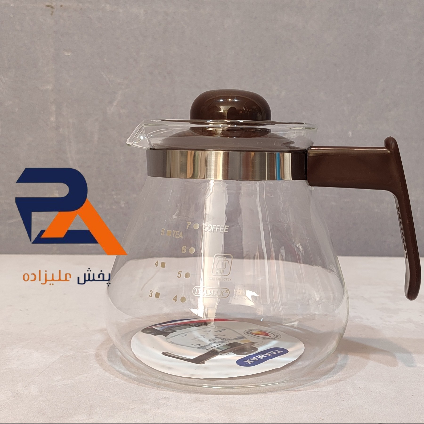 قوری پیرکس شعله مستقیم خارجی حجم 1000سی سی  دارای جعبه کادوئی 