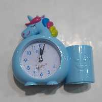 ساعت زنگ دار رومیزی همراه با جاقلمی مدل اسب تک شاخ