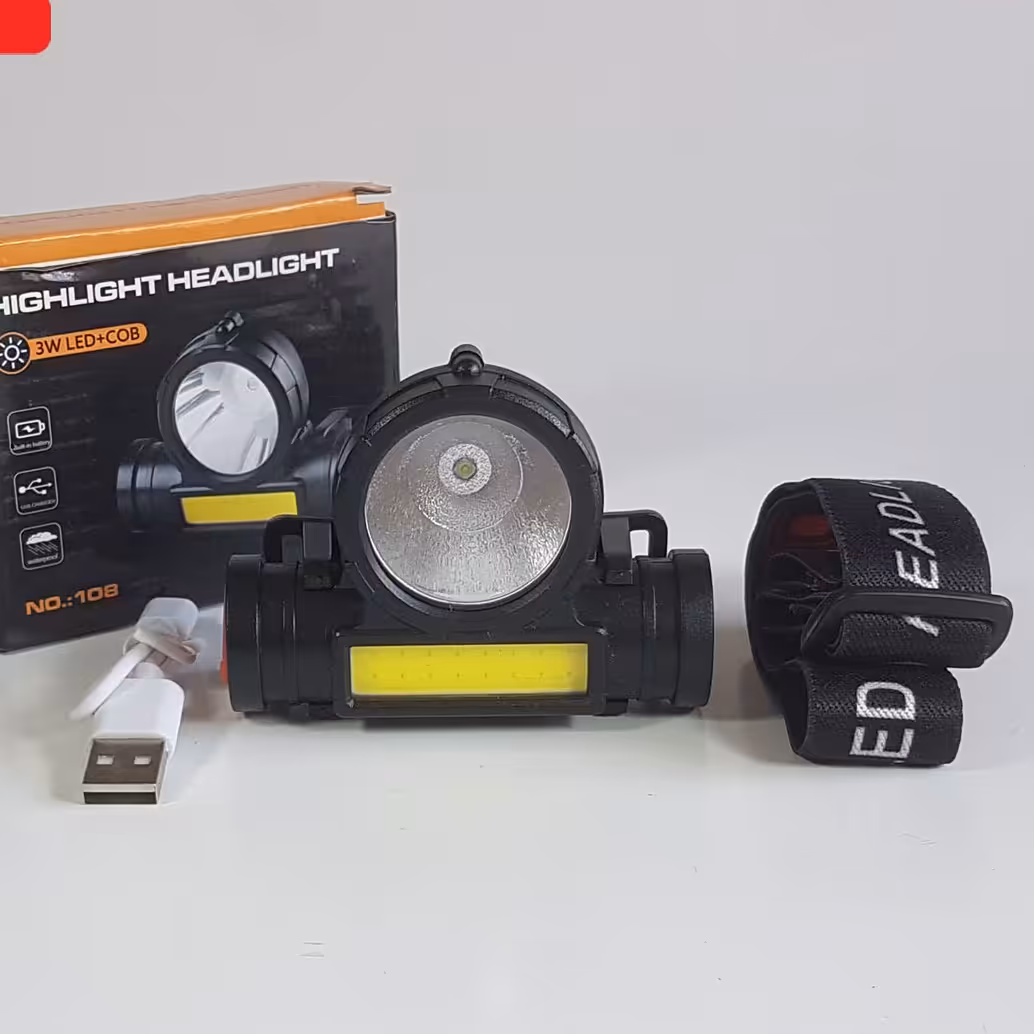 چراغ پیشانی هدلایت  HeadLight NO 108 3W LED COB موجود در فروشگاه قشمی Qeshmishop