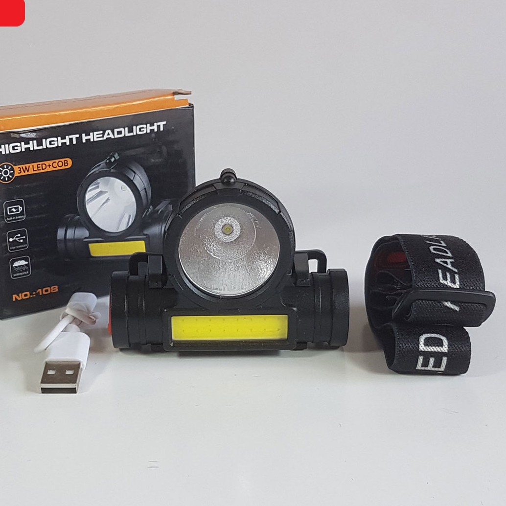 چراغ پیشانی هدلایت HeadLight NO 108 3W LED COB موجود در فروشگاه قشمی Qeshmishop