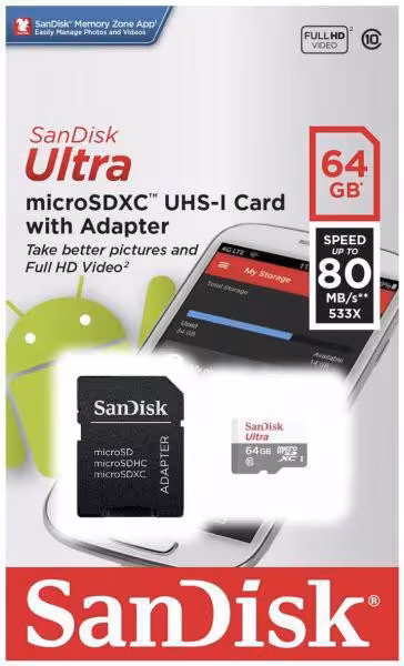مموری کارت microSDXC سندیسک Class10 UHS-I Ultra A1 120Mbps ظرفیت 64 گیگابایت