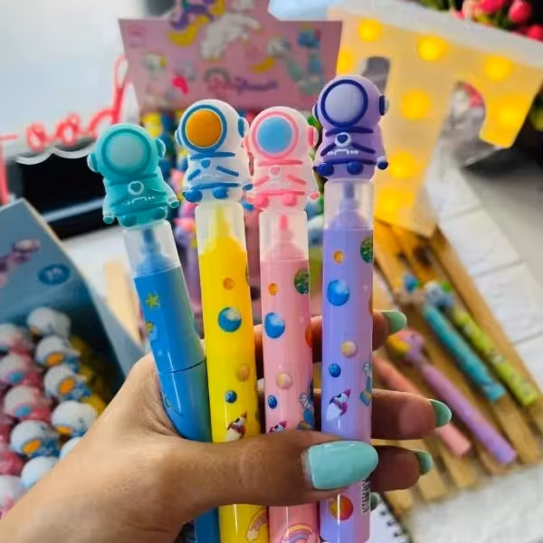 ماژیک هایلایت عروسک سیلیکونی  سه رنگ دایناسور و فضانورد