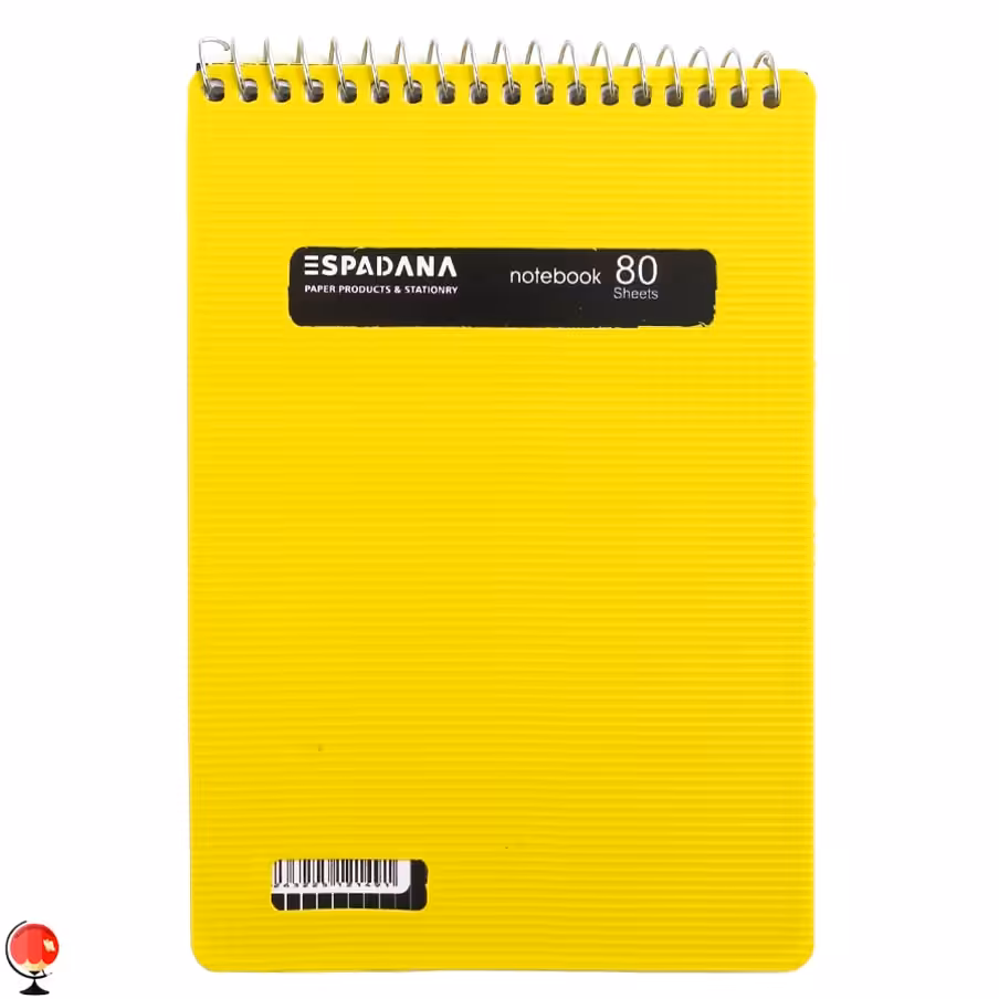 دفترچه یادداشت سیمی 1/8 جلد طلقی رنگی زرد اسپادانا