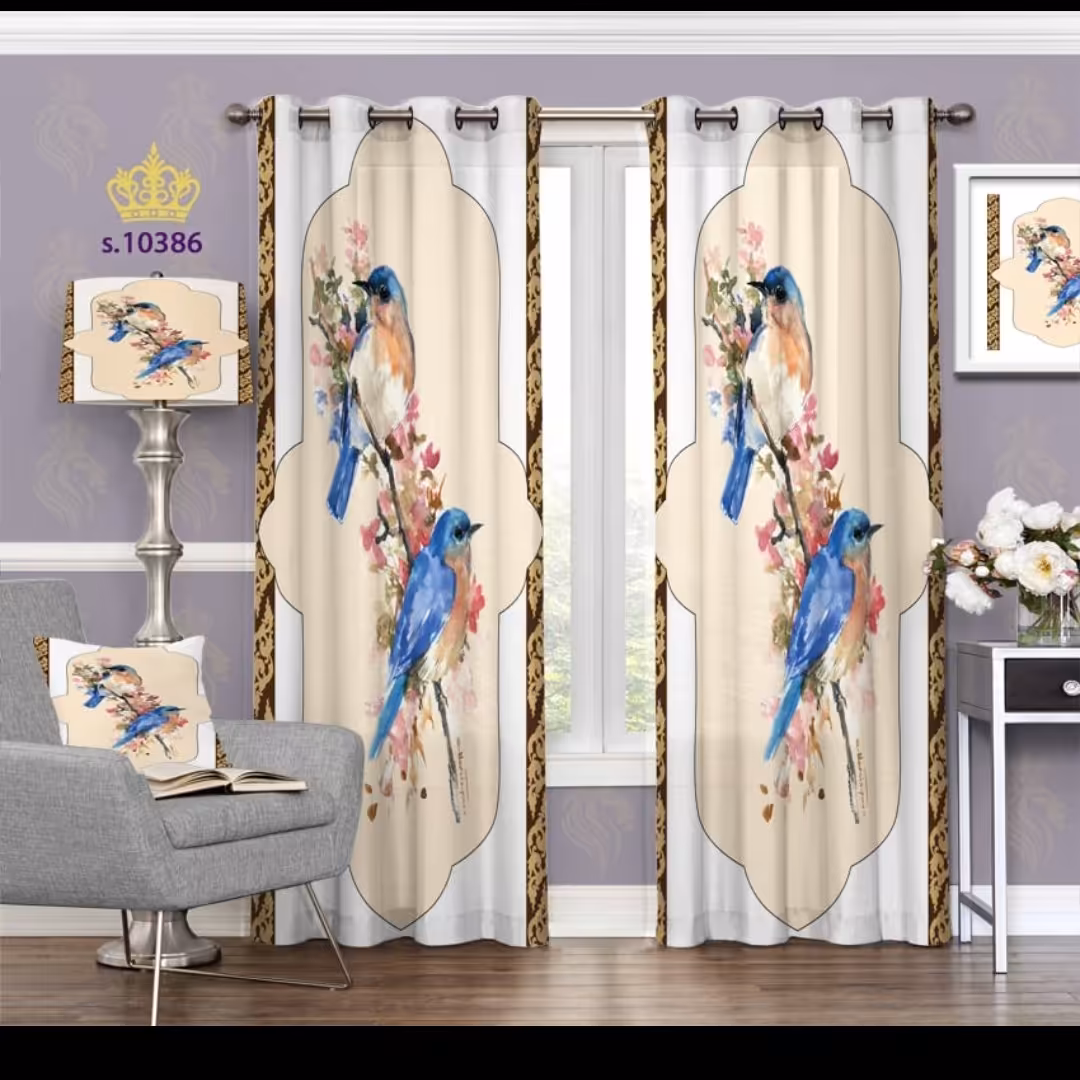 پرده پذیرایی دو قواره طرح فانتزی کد S10386