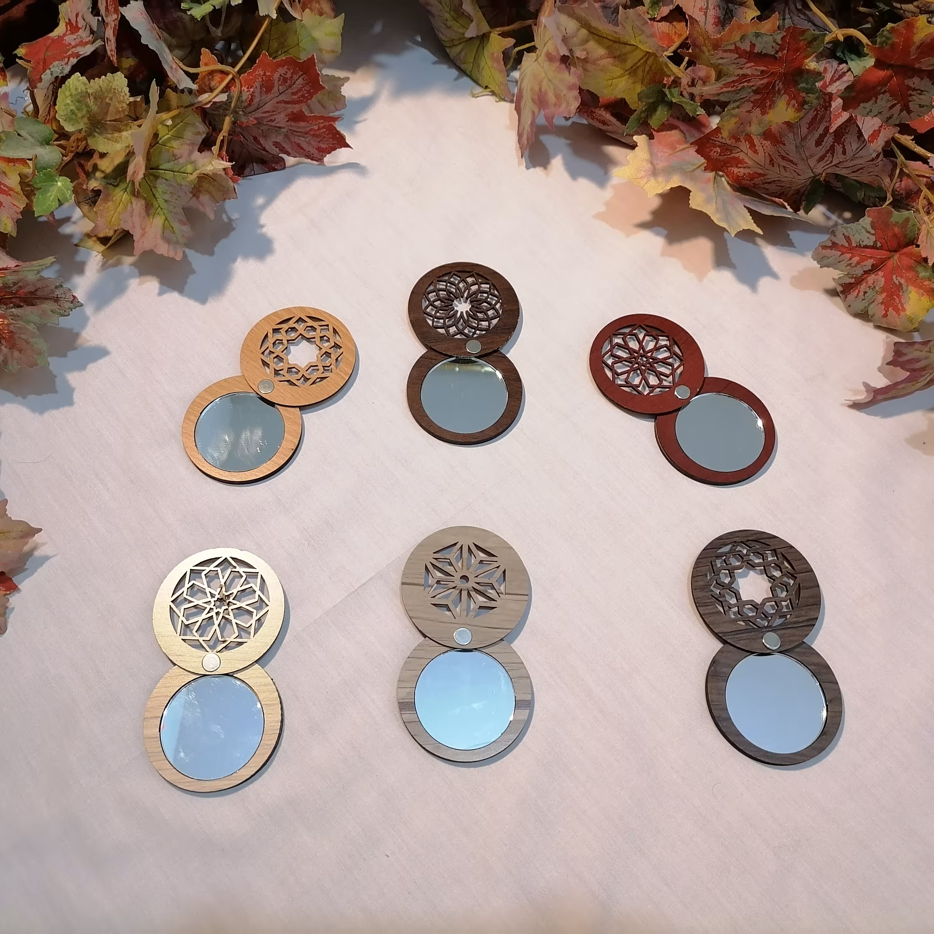 آینه چوبی معرق چرخشی