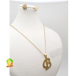 نیم ست استیل طلایی حرفB