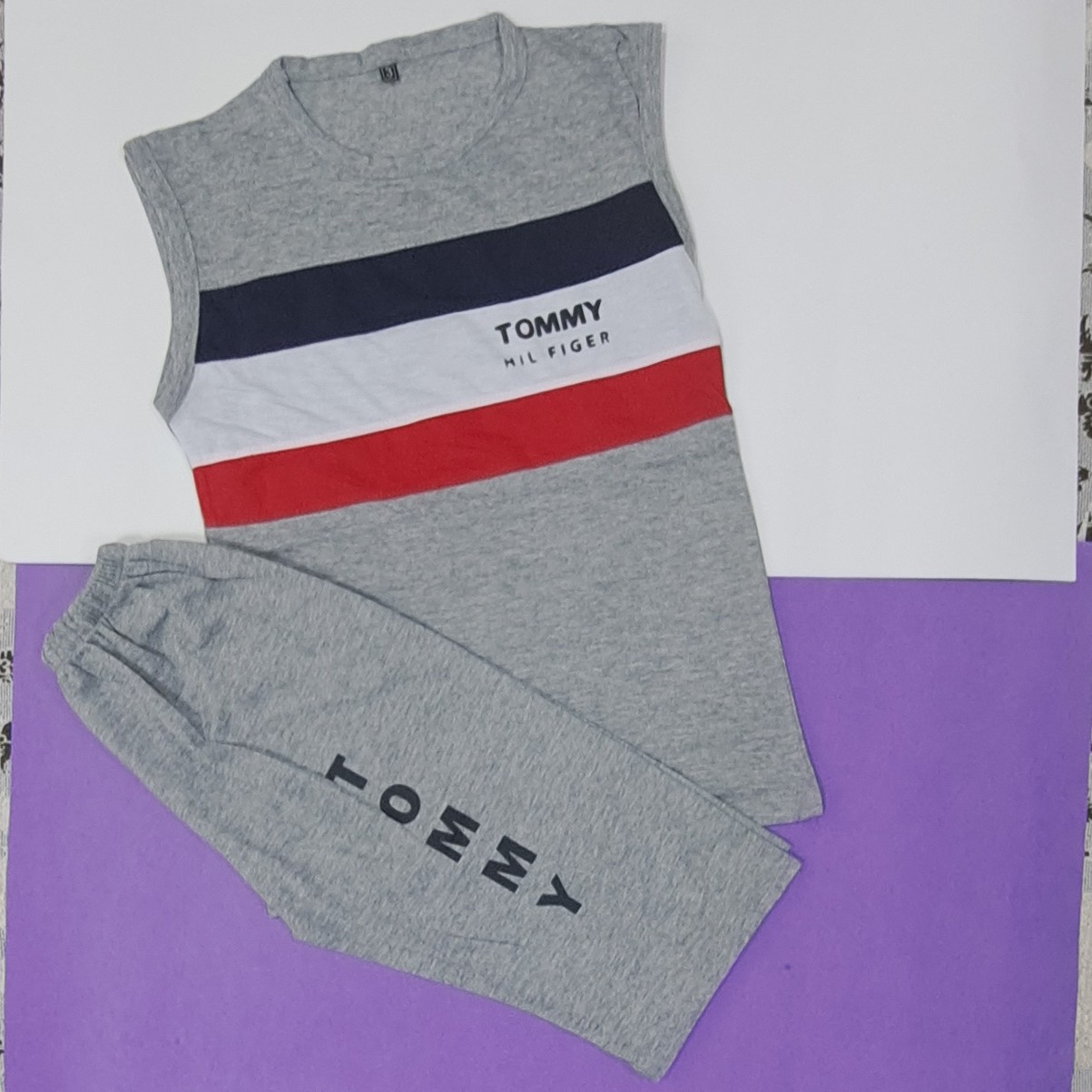 تاپ شلوارک اقتصادی پسرانه. ملانژ باکیفیت. سایز 50.مناسب 5تا7 سال