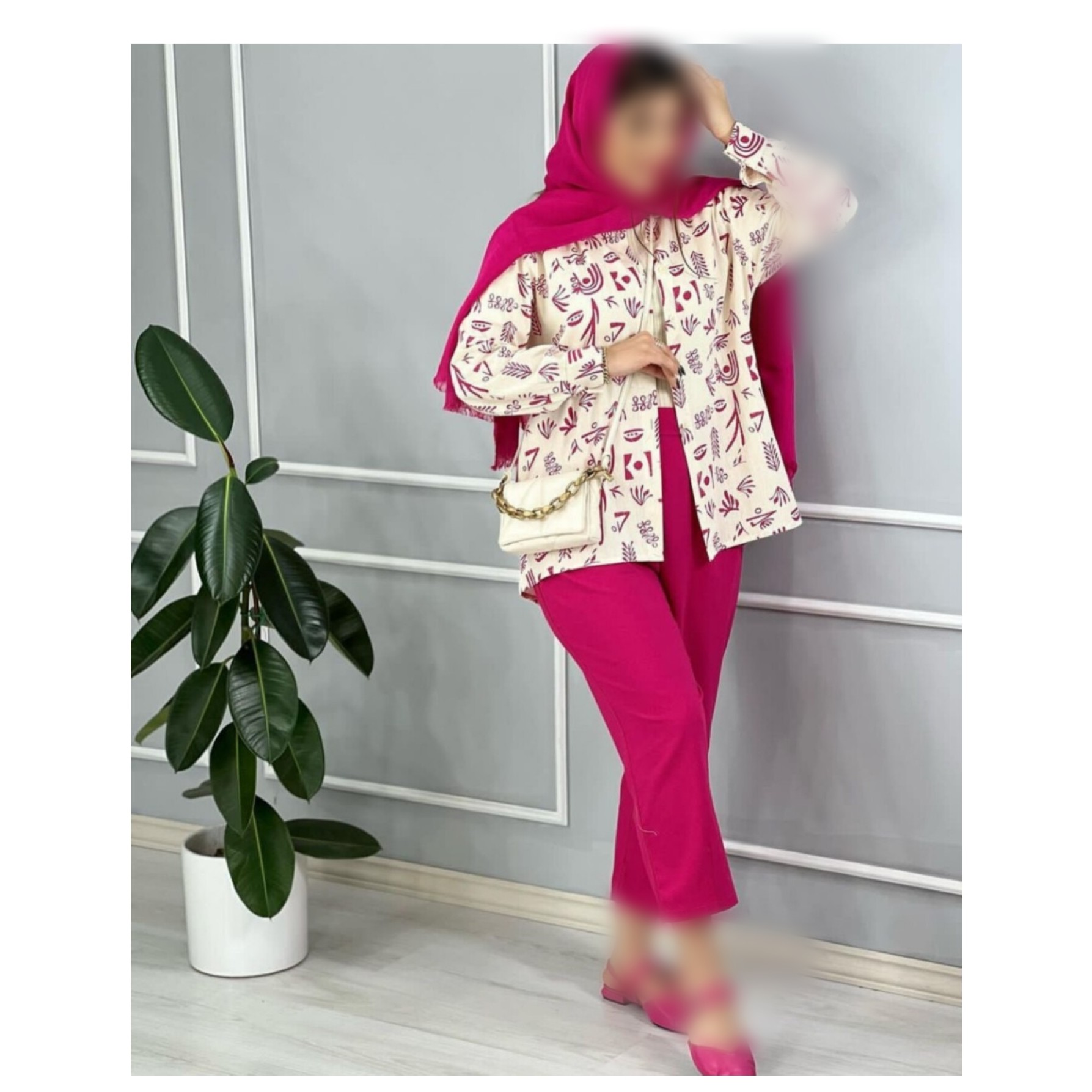تابستانه ست مانتو لنین لاکرا فری و شلوار مازراتی