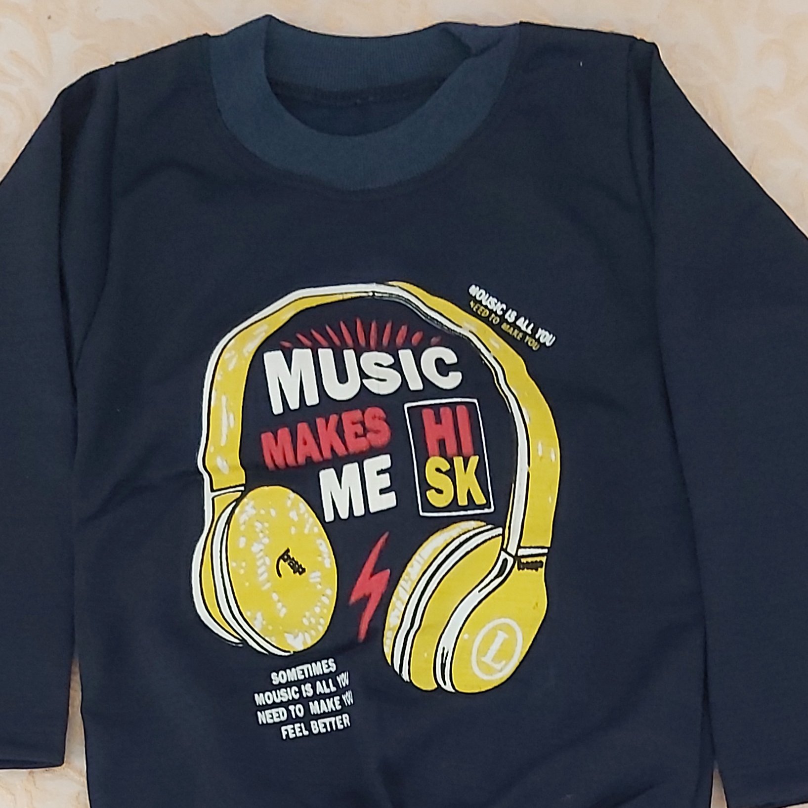 بلوز شلوار پسرانه چاپ هدفن رنگی