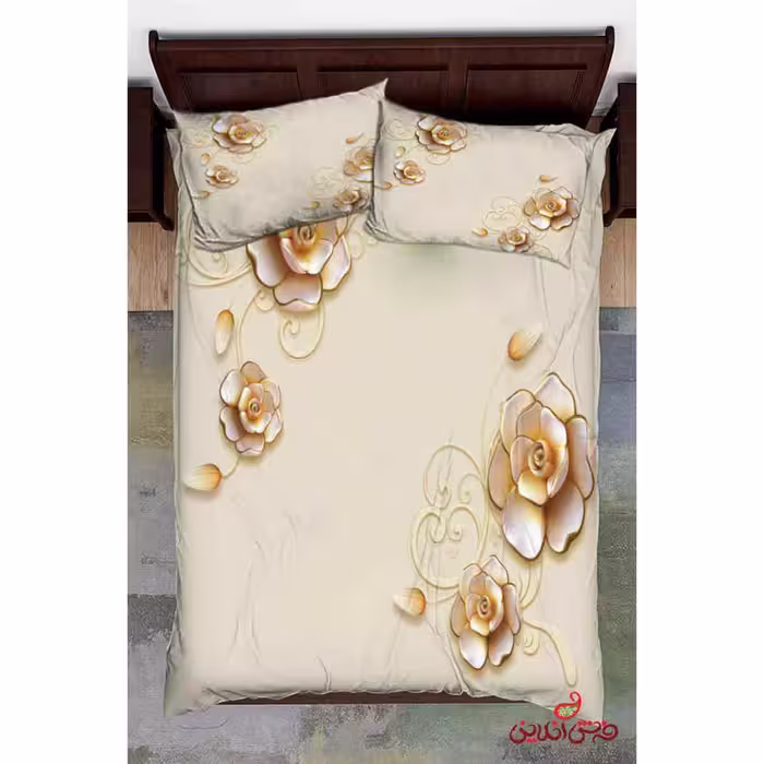 روتختی طرح شکوفه گل کرم طلایی کد 2444