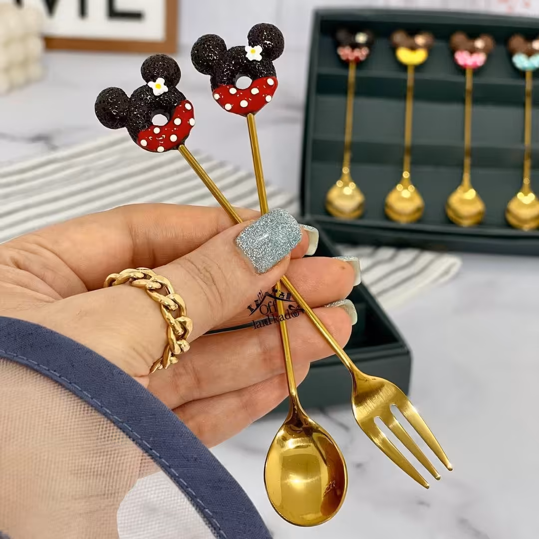 قاشق  چنگال کافی طرح دونات میکی  کیوت