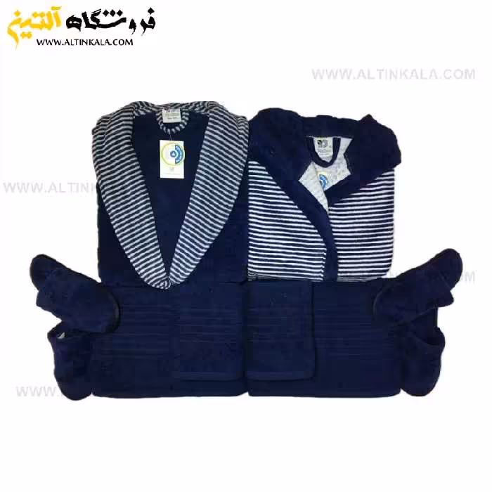 سرویس حوله عروس و داماد 10تکه طرح کلاسیک سرمه ای پودایران
