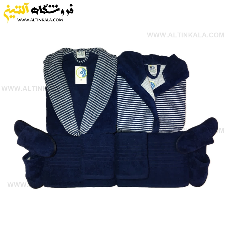 سرویس حوله عروس و داماد 10تکه طرح کلاسیک سرمه ای پودایران