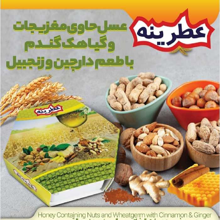 معجون عسل حاوی جوانه گندم و انواع مغزیجات با دارچین و زنجبیل