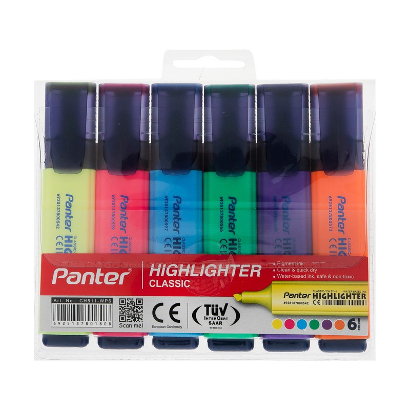 ماژیک هایلایت 6 رنگ پنتر ( علامت گذار ) وارداتی با کیف مشمایی