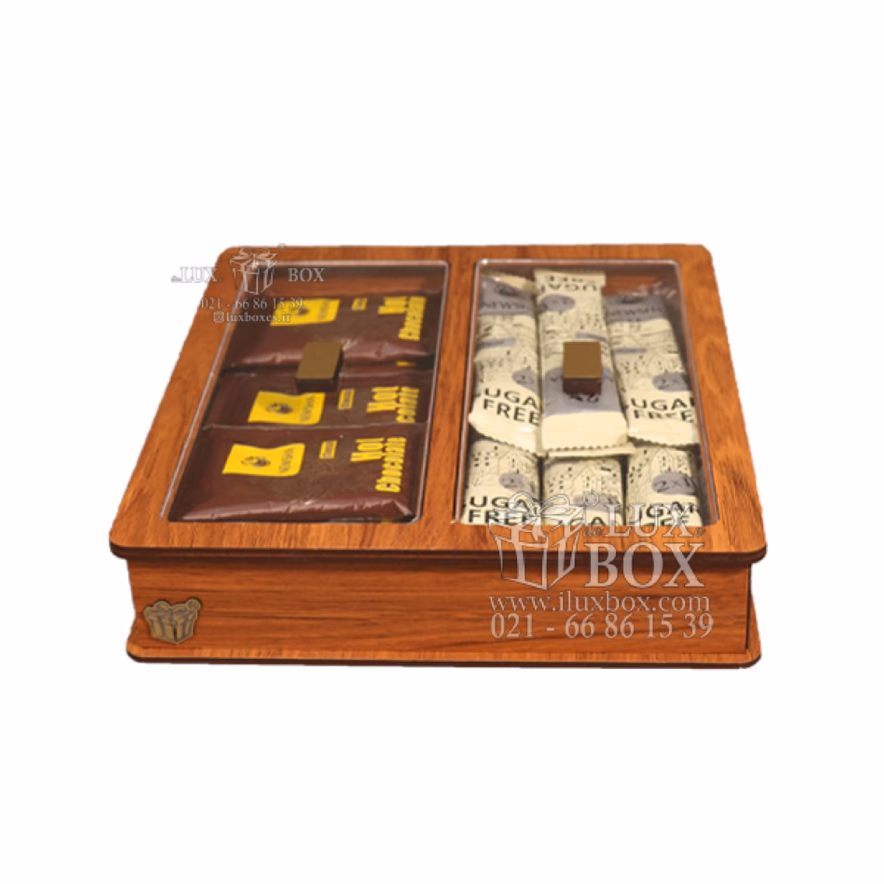 جعبه دمنوش جعبه پذیرایی آجیل خشکبار جعبه چوبی لوکس باکس کد LB24-0