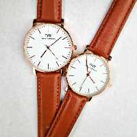 ساعت مچی ست DW - بند قهوه ای و قاب رزگلد - زنانه و مردانه - Daniel Wellington - 