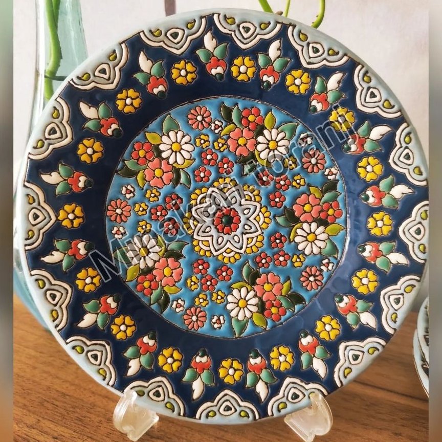 پیش دستی پذیرایی سفالی میناکاری