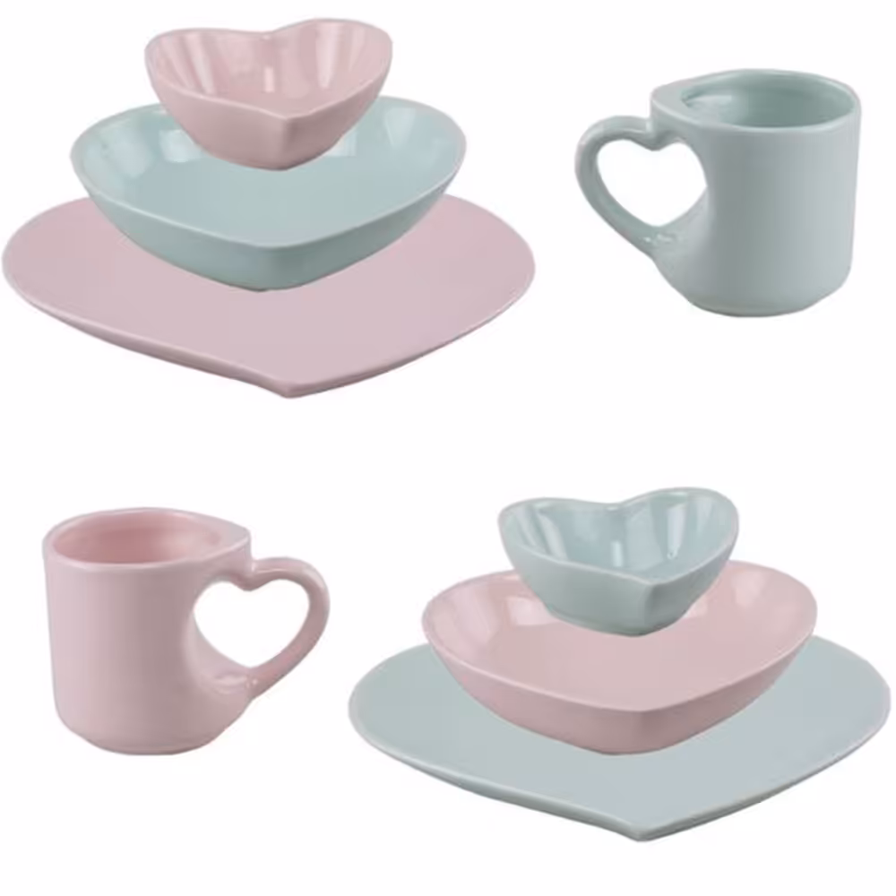 سرویس غذاخوری 8 پارچه کد 10351 رنگ  صورتی سبز
