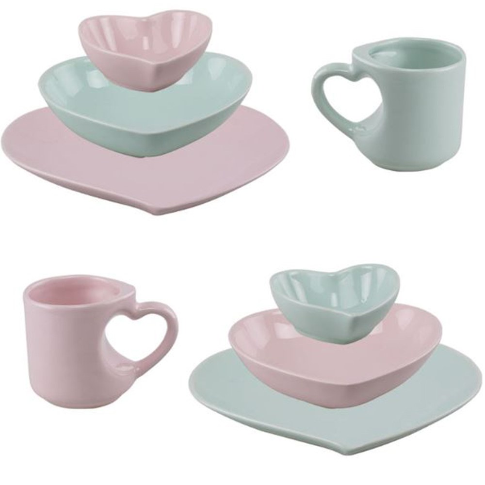 سرویس غذاخوری 8 پارچه کد 10351 رنگ  صورتی سبز
