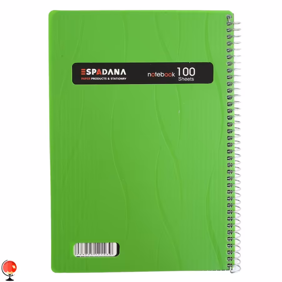 دفتر مشق 100 برگ سیمی جلد طلقی رنگی اسپادانا سبز