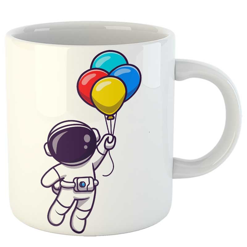 ماگ سرامیکی طرح فضانورد و بادکنک