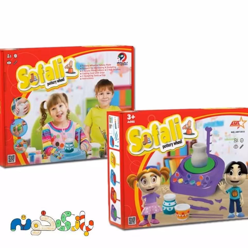 اسباب بازی سفالگری باطریخور کیفیت عالی با رنگ و گواش