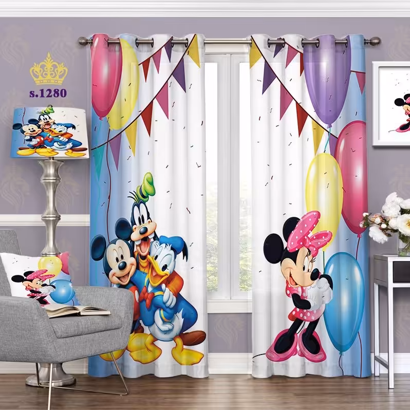 پرده اتاق خواب کودک دو قواره طرح کارتونی کد S1280