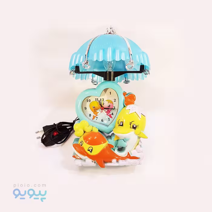 چراغ خواب با ساعت رومیزی مدل دلفین