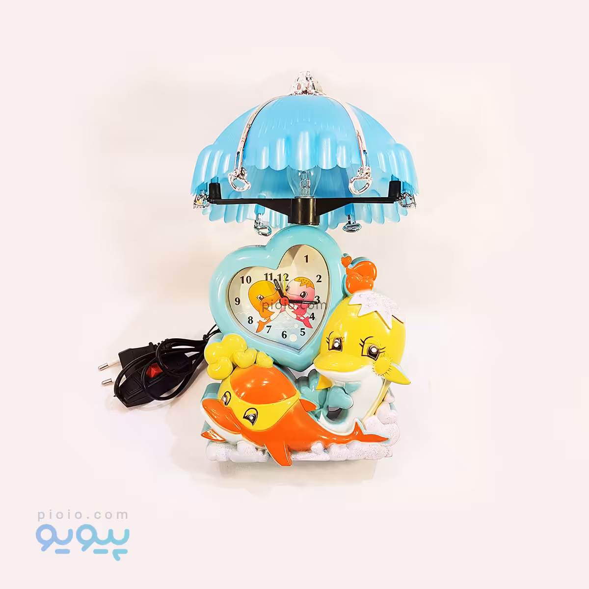 چراغ خواب با ساعت رومیزی مدل دلفین