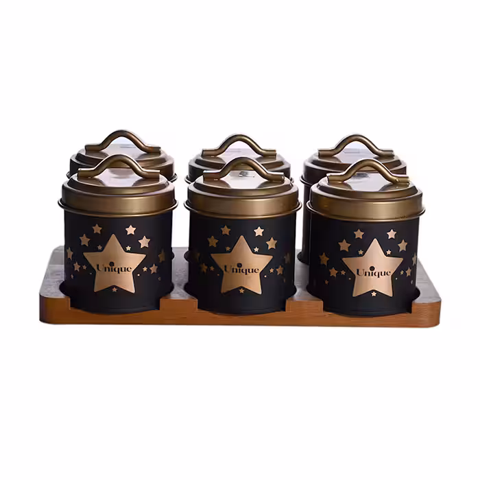 ست جای ادویه درب طلا طرح ستاره یونیک کد 8097