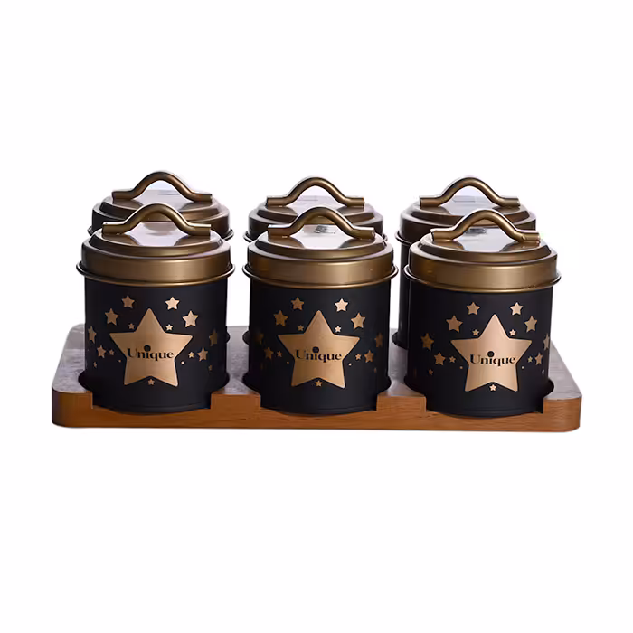 ست جای ادویه درب طلا طرح ستاره یونیک کد 8097