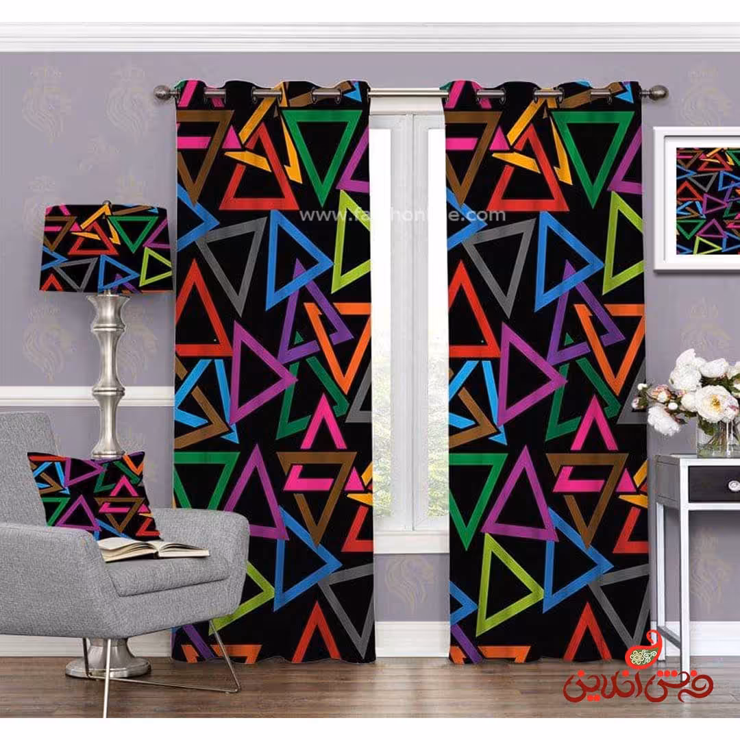 پرده طرح اشکال هندسی کد 3561