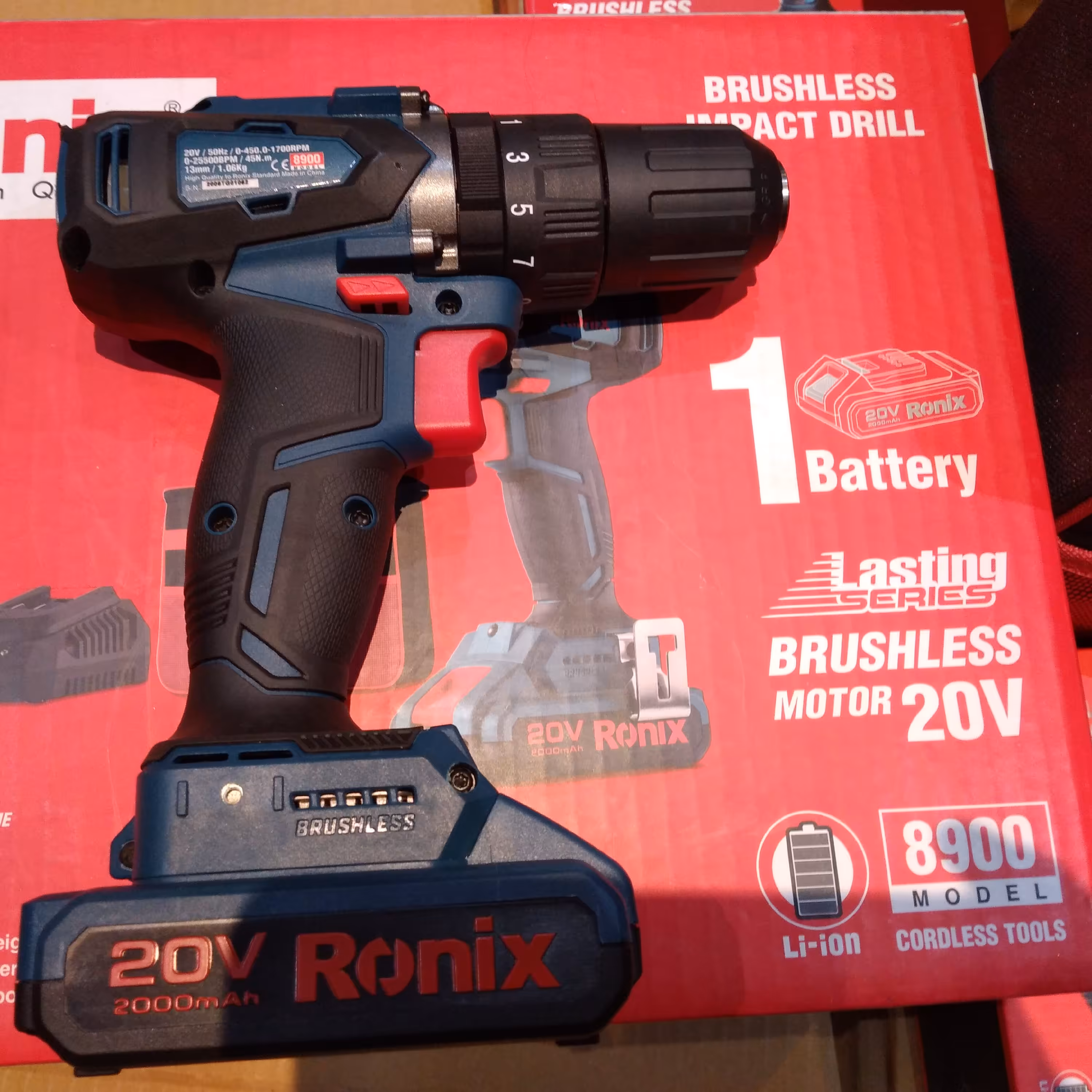 دریل شارژی 13میلی متر موتور براش لس 20 ولت 8900