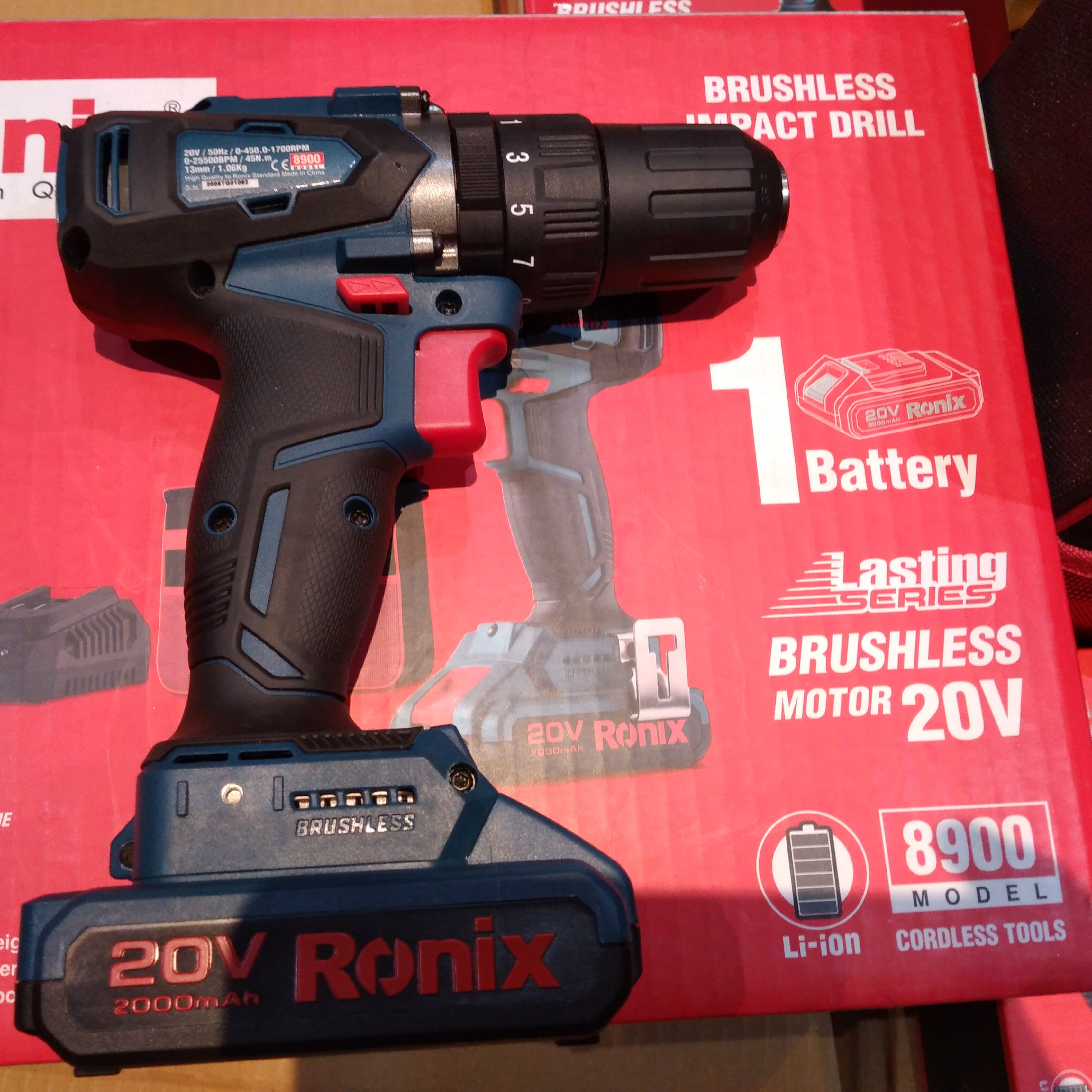 دریل شارژی 13میلی متر موتور براش لس 20 ولت 8900