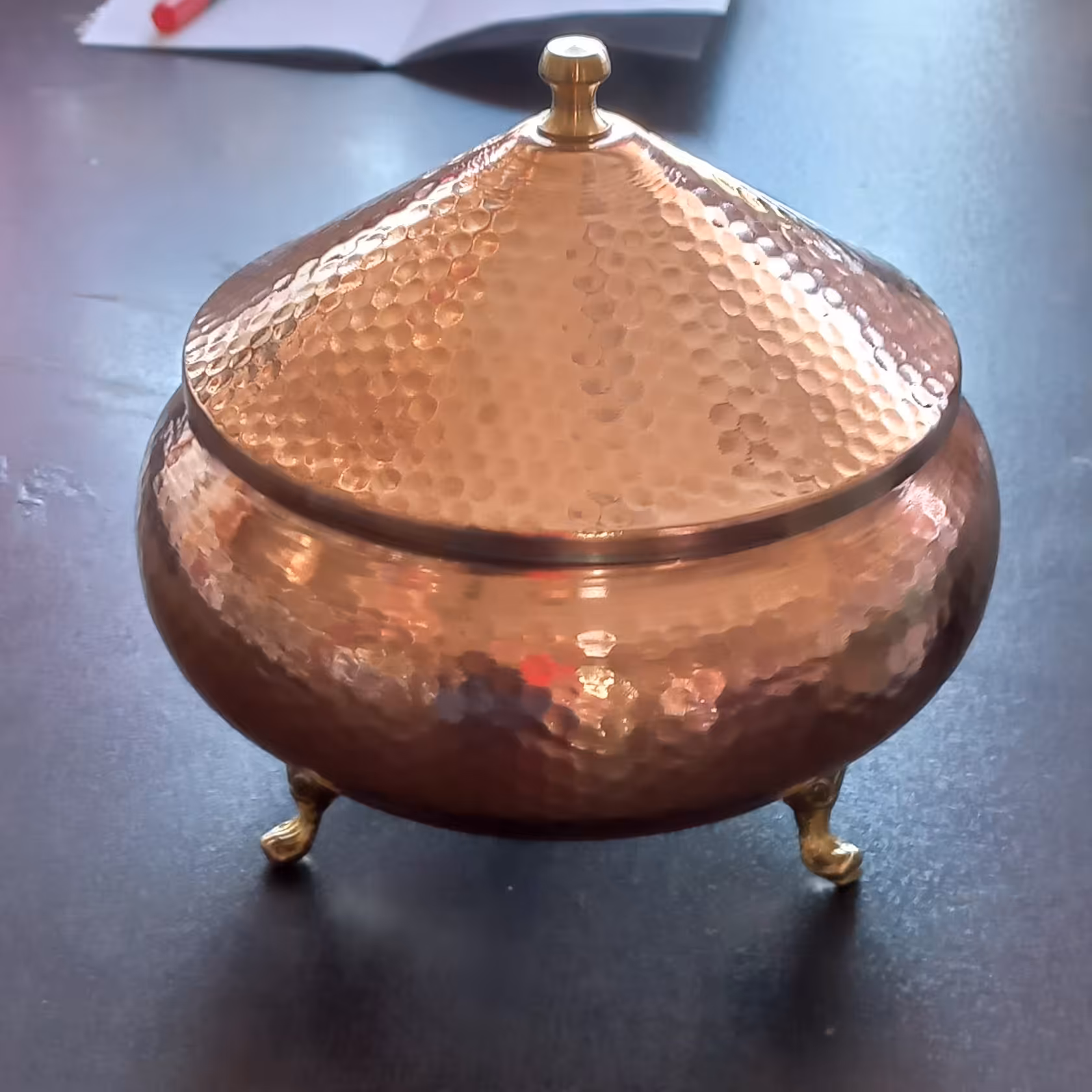 شکلات خوری پایه دار سه پایه برنجی مسی