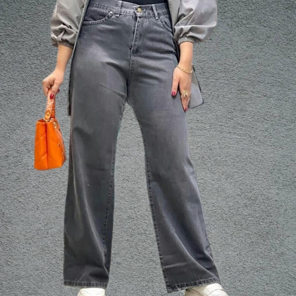  بگ جین کاغذی طوسی با قد بسیار بلند زنانه. توضیحاتو بخون 