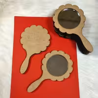 آینه خام چوبی دسته دار آینه کیفی یک عدد