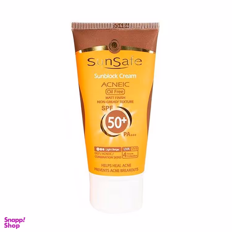 کرم ضد آفتاب رنگی سان سیف (Sunsafe) مدل Acneic با SPF50 رنگ بژ روشن حجم 50 میلی لیتر