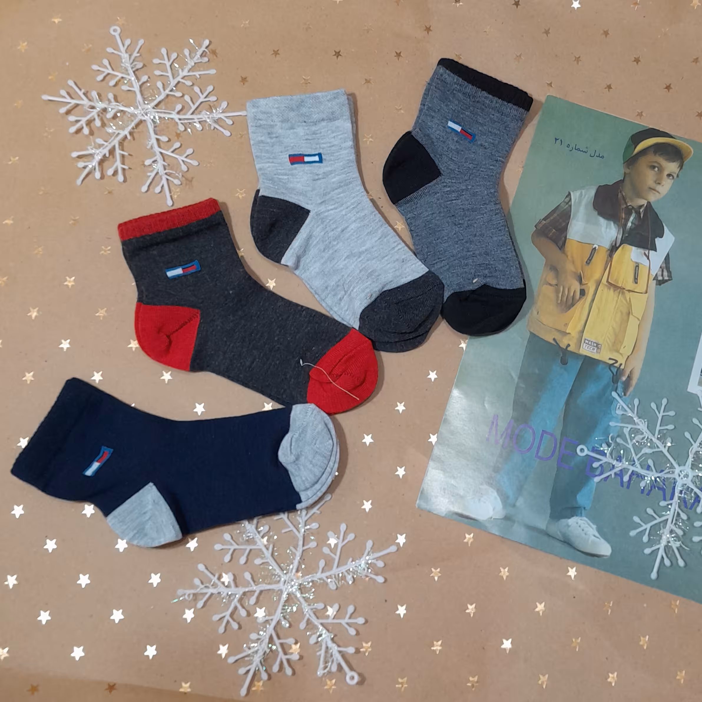 جوراب پسرانه نخ پنبه نیمساق مناسب 4تا5 ساله ضد حساسیت کامپیوتری