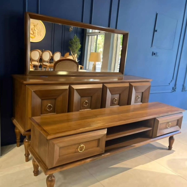 بوفه و میز زیر تلویزیون ست  رنگ فندوقی