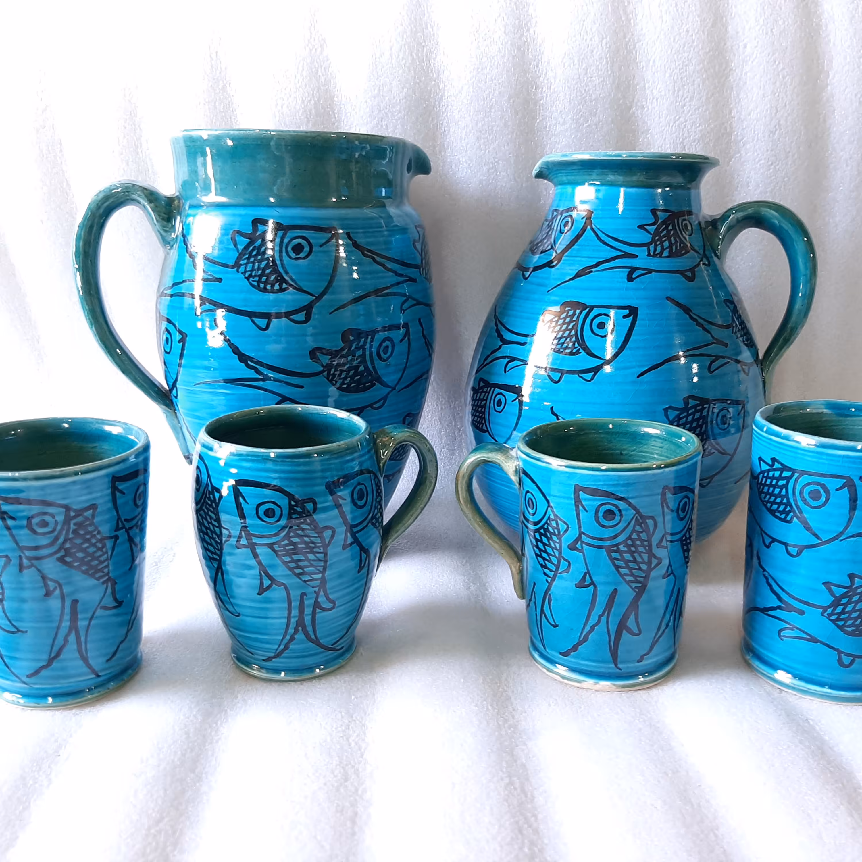 پارچ و لیوان فیروزه ای