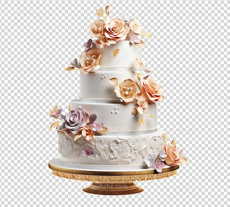 عکس PNG کیک عروسی 4 طبقه | گرافیک با طعم تربچه