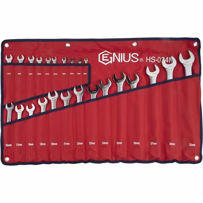 مجموعه 24 عددی آچار یک سر تخت یک سر رینگی جنیوس مدل HS-024M